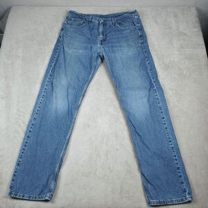 Levis 505 Jeans Mens 36x34 Blue Medium Wash Straight Zip Fly Regular Fit Denim